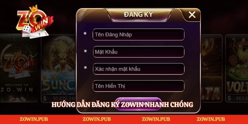 Hướng Dẫn Đăng Ký Zowin - Tạo Tài Khoản Nhanh Chỉ Với 3 Bước 2 Hướng dẫn đăng ký Zowin nhanh chóng