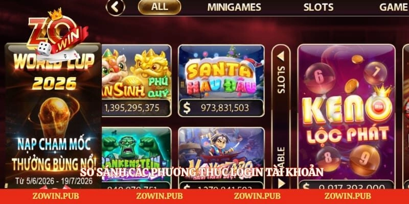 Đăng Nhập Zowin - Hướng Dẫn Truy Cập Tài Khoản Nhanh Chóng 3 So sánh các phương thức login tài khoản